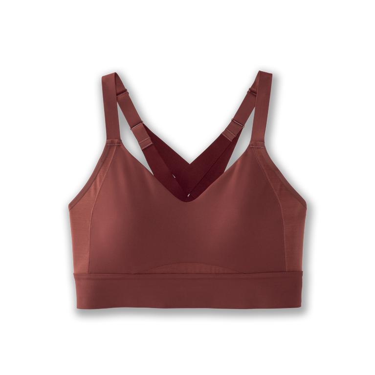 Brooks Drive Interlace - Womens Running Bra - Burgundy/Terracotta (16402YKFC)